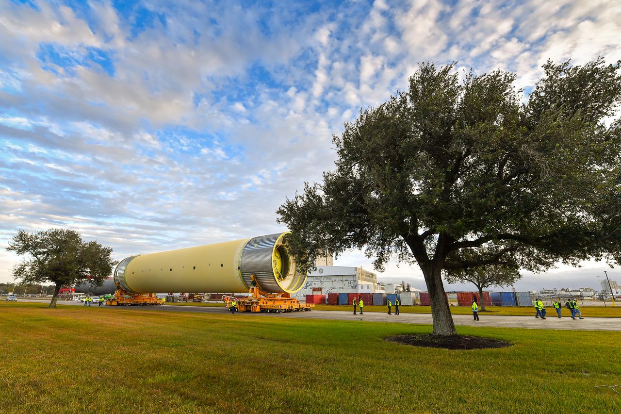 SLS Liquid Hydrogen Tank Test Article Moved at NASA’s Michoud Assembly Facility